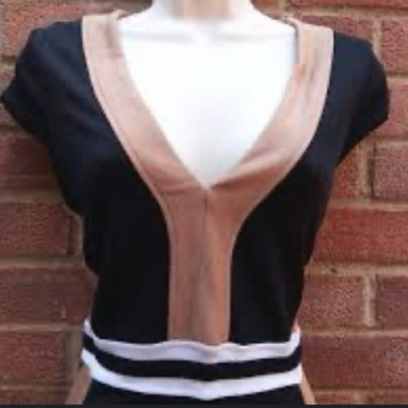 H&M black and beige bodycon dress size large - Picture 11 of 12